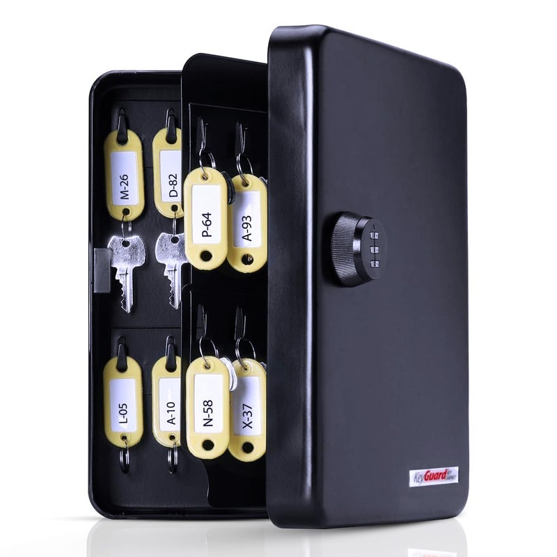 KeyGuard SL-8548 Combination Key Cabinet, 48 Hook, Black Finish - Image 1